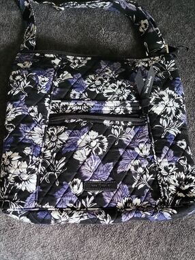 Vera Bradley Black, Purple & White Quilted Floral Crossbody Shoulder Bag